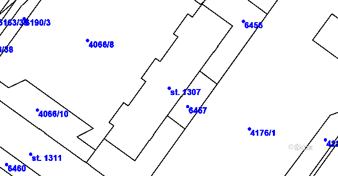 Parcela st. 1307 v KÚ Polička, Katastrální mapa