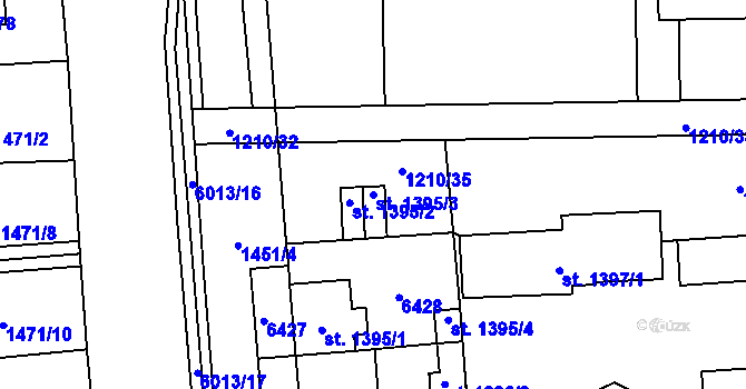 Parcela st. 1395/3 v KÚ Polička, Katastrální mapa