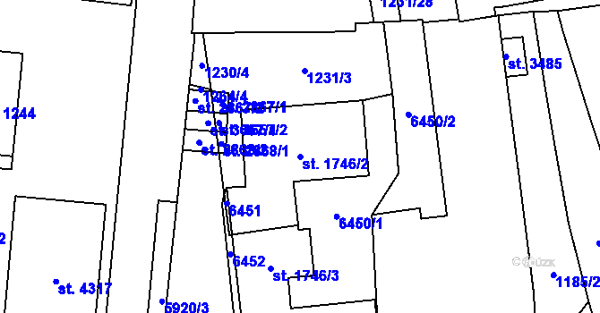 Parcela st. 1746/2 v KÚ Polička, Katastrální mapa
