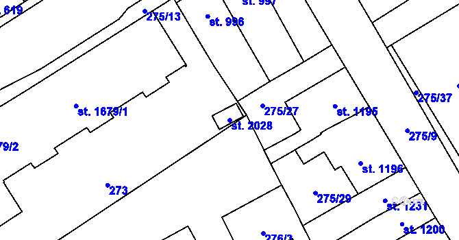 Parcela st. 2028 v KÚ Polička, Katastrální mapa