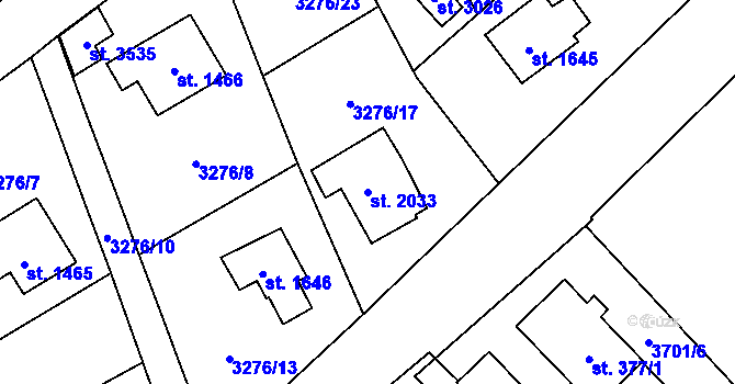 Parcela st. 2033 v KÚ Polička, Katastrální mapa