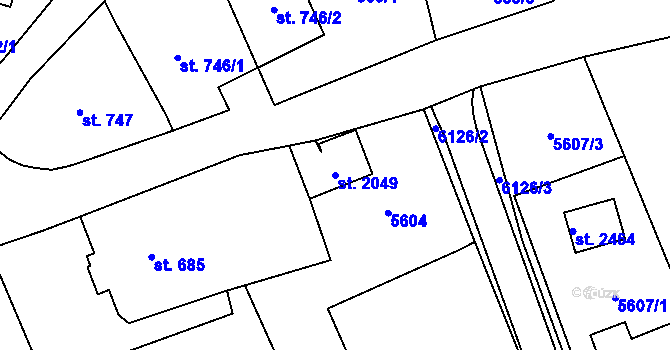 Parcela st. 2049 v KÚ Polička, Katastrální mapa