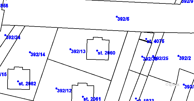 Parcela st. 2060 v KÚ Polička, Katastrální mapa