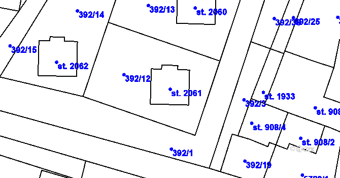 Parcela st. 2061 v KÚ Polička, Katastrální mapa