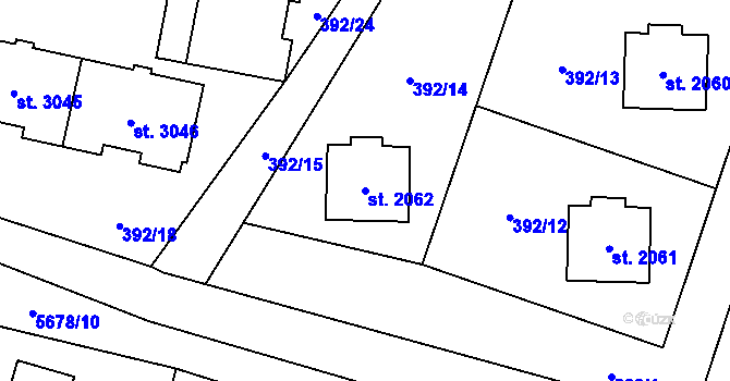 Parcela st. 2062 v KÚ Polička, Katastrální mapa