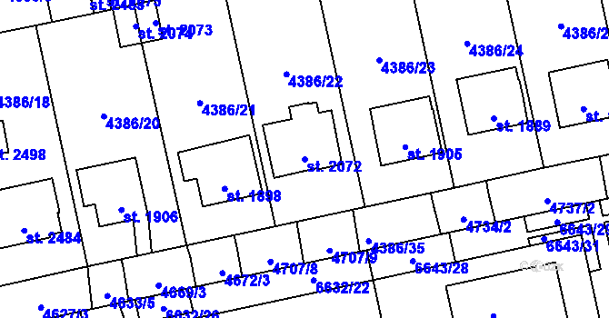 Parcela st. 2072 v KÚ Polička, Katastrální mapa