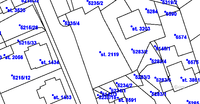Parcela st. 2119 v KÚ Polička, Katastrální mapa