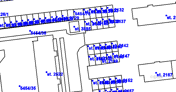 Parcela st. 2146 v KÚ Polička, Katastrální mapa