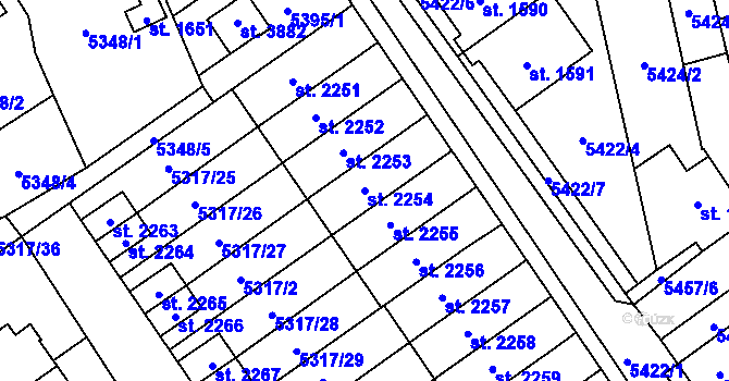 Parcela st. 2254 v KÚ Polička, Katastrální mapa