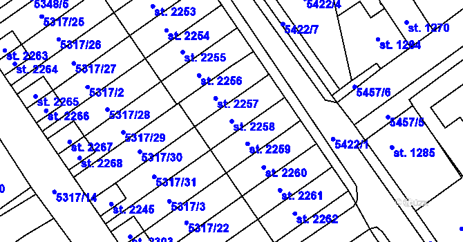 Parcela st. 2258 v KÚ Polička, Katastrální mapa