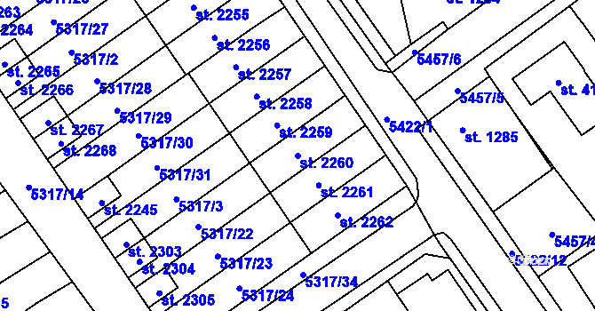 Parcela st. 2260 v KÚ Polička, Katastrální mapa