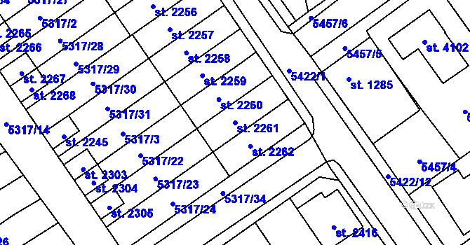 Parcela st. 2261 v KÚ Polička, Katastrální mapa