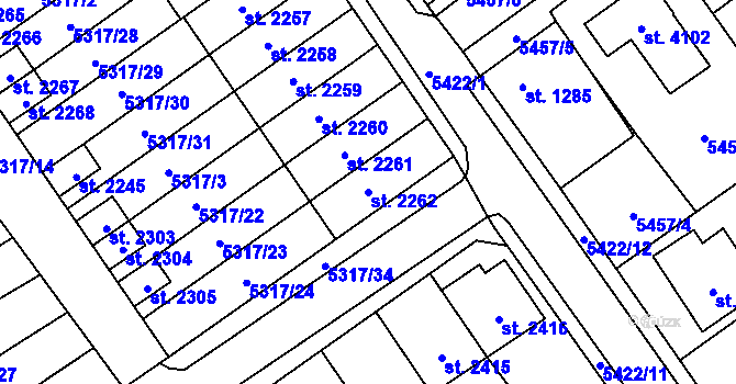 Parcela st. 2262 v KÚ Polička, Katastrální mapa