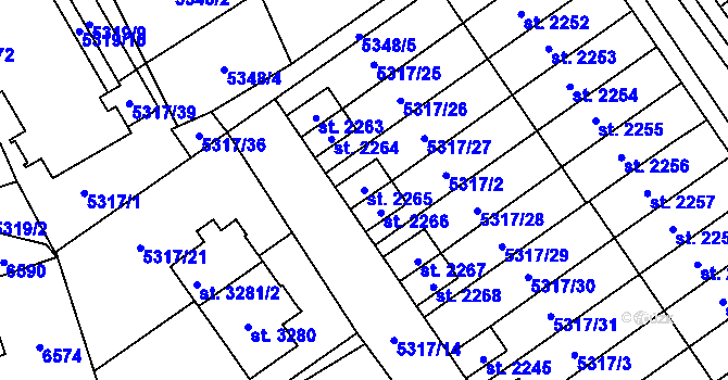 Parcela st. 2265 v KÚ Polička, Katastrální mapa