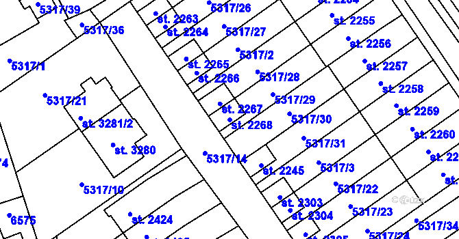 Parcela st. 2268 v KÚ Polička, Katastrální mapa