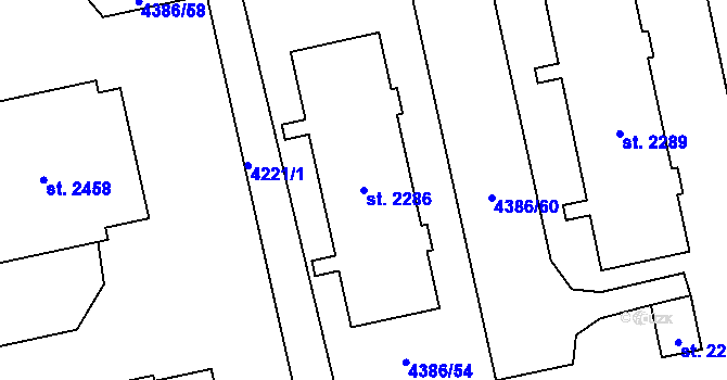 Parcela st. 2286 v KÚ Polička, Katastrální mapa
