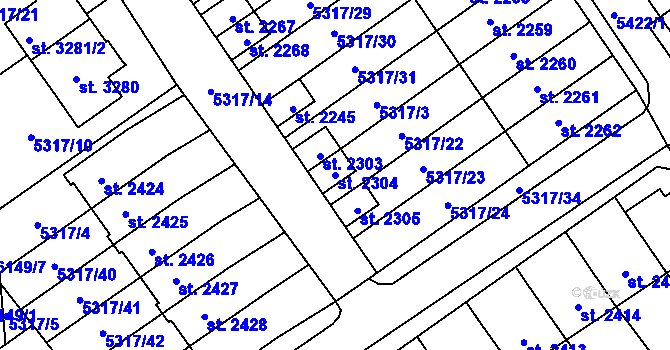 Parcela st. 2304 v KÚ Polička, Katastrální mapa