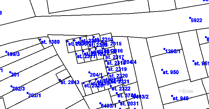 Parcela st. 2317 v KÚ Polička, Katastrální mapa