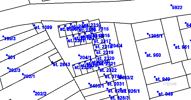Parcela st. 2319 v KÚ Polička, Katastrální mapa