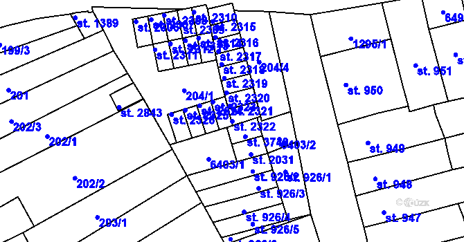 Parcela st. 2322 v KÚ Polička, Katastrální mapa