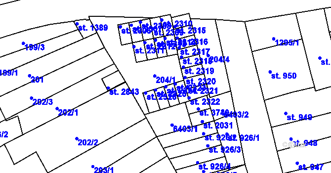 Parcela st. 2324 v KÚ Polička, Katastrální mapa