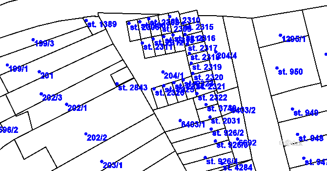 Parcela st. 2325 v KÚ Polička, Katastrální mapa