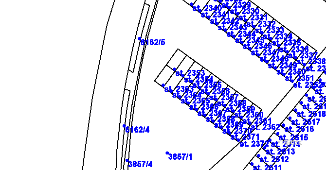 Parcela st. 2363 v KÚ Polička, Katastrální mapa