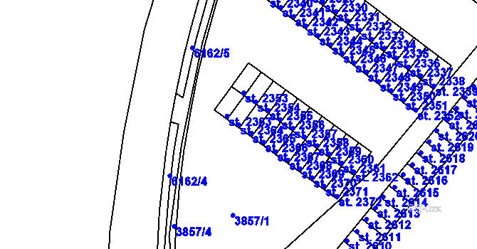 Parcela st. 2364 v KÚ Polička, Katastrální mapa