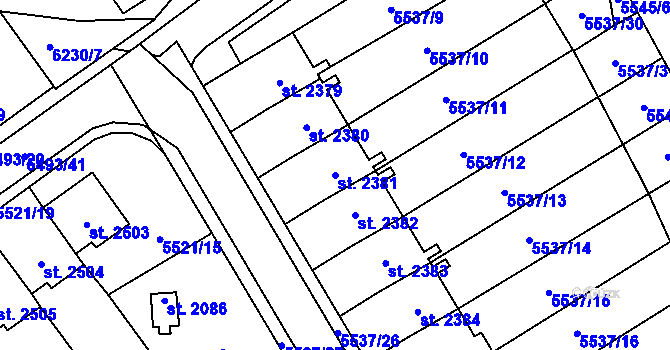 Parcela st. 2381 v KÚ Polička, Katastrální mapa