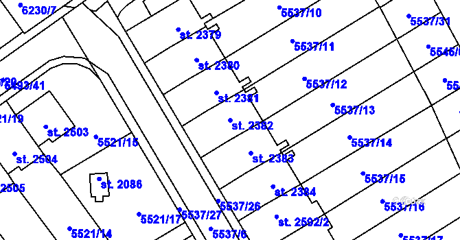 Parcela st. 2382 v KÚ Polička, Katastrální mapa