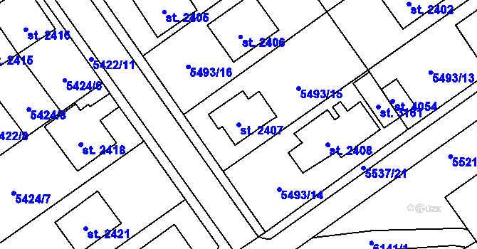 Parcela st. 2407 v KÚ Polička, Katastrální mapa