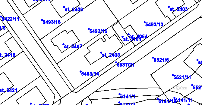 Parcela st. 2408 v KÚ Polička, Katastrální mapa
