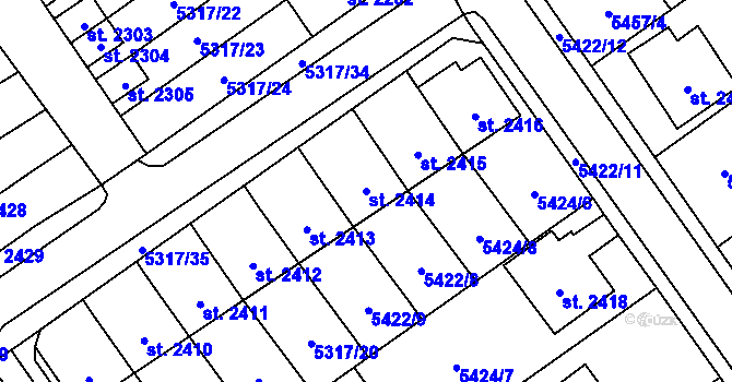 Parcela st. 2414 v KÚ Polička, Katastrální mapa