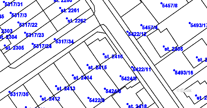 Parcela st. 2416 v KÚ Polička, Katastrální mapa