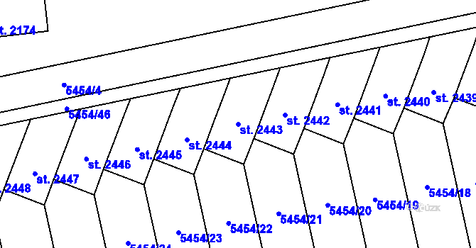 Parcela st. 2443 v KÚ Polička, Katastrální mapa