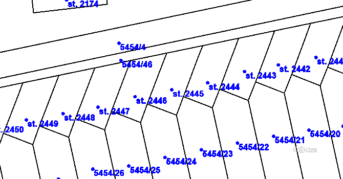Parcela st. 2445 v KÚ Polička, Katastrální mapa