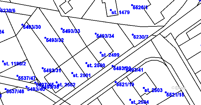 Parcela st. 2499 v KÚ Polička, Katastrální mapa