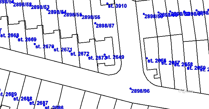 Parcela st. 2649 v KÚ Polička, Katastrální mapa