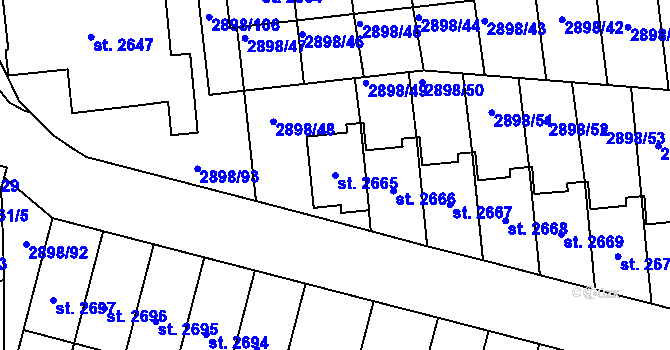 Parcela st. 2665 v KÚ Polička, Katastrální mapa