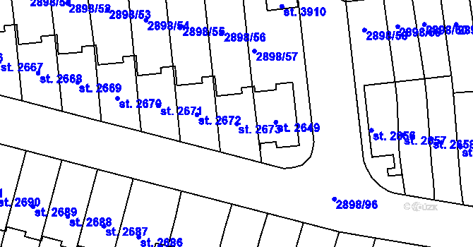 Parcela st. 2673 v KÚ Polička, Katastrální mapa