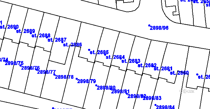 Parcela st. 2684 v KÚ Polička, Katastrální mapa