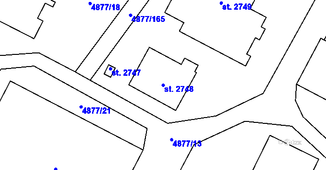 Parcela st. 2748 v KÚ Polička, Katastrální mapa