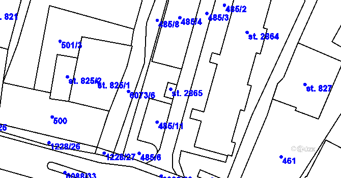 Parcela st. 2865 v KÚ Polička, Katastrální mapa