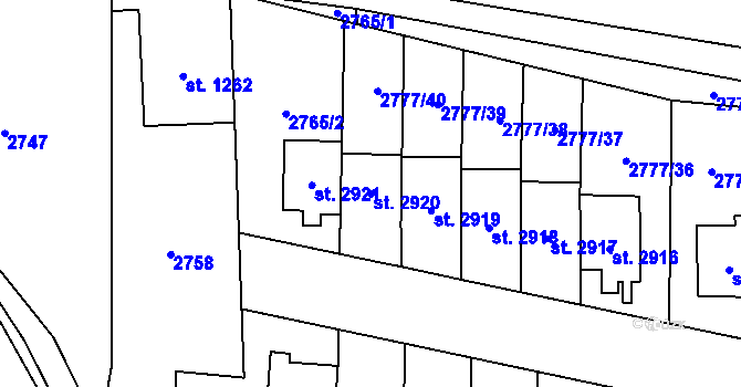 Parcela st. 2920 v KÚ Polička, Katastrální mapa