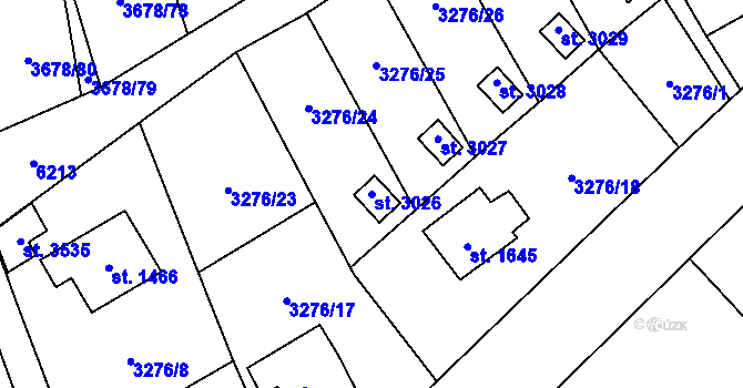 Parcela st. 3026 v KÚ Polička, Katastrální mapa