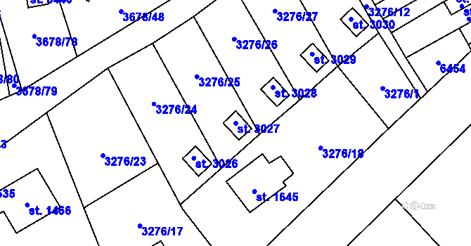 Parcela st. 3027 v KÚ Polička, Katastrální mapa