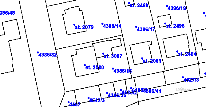 Parcela st. 3087 v KÚ Polička, Katastrální mapa