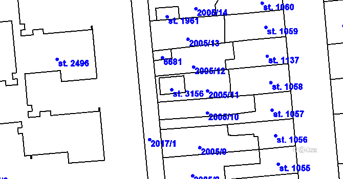 Parcela st. 3156 v KÚ Polička, Katastrální mapa