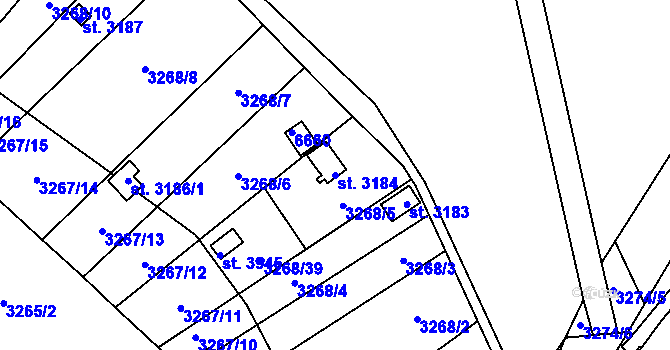 Parcela st. 3184 v KÚ Polička, Katastrální mapa