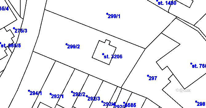 Parcela st. 3206 v KÚ Polička, Katastrální mapa